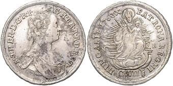 HOUSE OF HABSBURG MARIA THERESA (1740 - 1780) XVII Kreuzer, 1763, NB, 6,02g, Früh 1349 about EF | about EF MARIE...