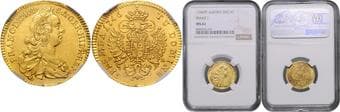 HOUSE OF HABSBURG FRANCIS I STEPHEN (1740 - 1765) 1 Ducat, 1746, Praha, Früh 44 NGC MS 61 | Mimořádný...
