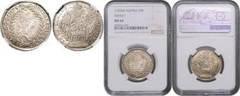 HOUSE OF HABSBURG FRANCIS I STEPHEN (1740 - 1765) 20 Kreuzer, 1755, Wien, Her 258 NGC MS 64 | Mimořádný...