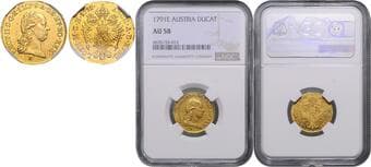 HOUSE OF HABSBURG LEOPOLD II (1790 - 1792) 1 Ducat, 1791, E, Früh 1516 NGC AU 58 LEOPOLD II. (1790 - 1792) 1...