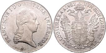 HOUSE OF HABSBURG FRANCIS II / I (1792 - 1806 - 1835) 1 Thaler, 1821, V, 28,04g, Früh 162 EF | EF FRANTIŠEK II....