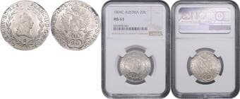 HOUSE OF HABSBURG FRANCIS II / I (1792 - 1806 - 1835) 20 Kreuzer, 1804, C, Früh 1786 NGC MS 63 FRANTIŠEK II. /...