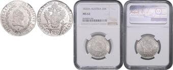 HOUSE OF HABSBURG FRANCIS II / I (1792 - 1806 - 1835) 20 Kreuzer, 1820, A, Früh 327 NGC MS 62 FRANTIŠEK II. /...