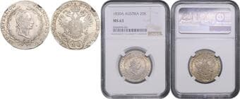 HOUSE OF HABSBURG FRANCIS II / I (1792 - 1806 - 1835) 20 Kreuzer, 1830, A, Früh 370 NGC MS 63 FRANTIŠEK II. /...