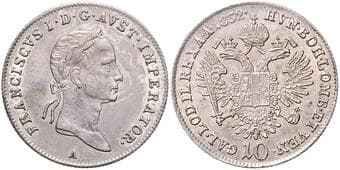 HOUSE OF HABSBURG FRANCIS II / I (1792 - 1806 - 1835) 10 Kreuzer, 1832, A, 3,78g, Früh 429 EF | EF , drobné...