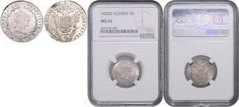 HOUSE OF HABSBURG FRANCIS II / I (1792 - 1806 - 1835) 5 Kreuzer, 1820, B, Früh 438 NGC MS 65 | Mimořádný...