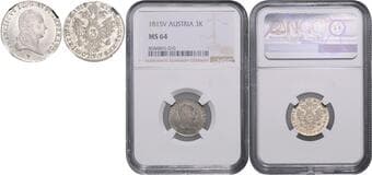 HOUSE OF HABSBURG FRANCIS II / I (1792 - 1806 - 1835) 3 Kreuzer, 1815, V, Früh 463 NGC MS 64 FRANTIŠEK II. / I....