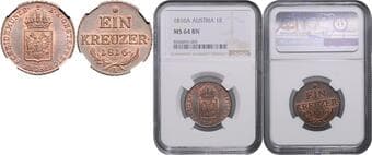 HOUSE OF HABSBURG FRANCIS II / I (1792 - 1806 - 1835) 1 Kreuzer, 1816, A, Früh 530 NGC MS 64 BN FRANTIŠEK II. /...