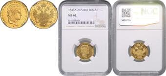 HOUSE OF HABSBURG FERDINAND V / I (1835 - 1848) 1 Ducat, 1843, A, Früh 733 NGC MS 62 FERDINAND V. / I. (1835 -...