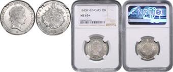 HOUSE OF HABSBURG FERDINAND V / I (1835 - 1848) 20 Kreuzer, 1840, B, Früh 938 NGC MS 65+ | Mimořádný...