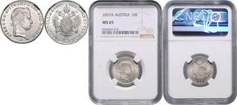 HOUSE OF HABSBURG FERDINAND V / I (1835 - 1848) 10 Kreuzer, 1837, A, Früh 847 NGC MS 65 | Mimořádný exemplář!...