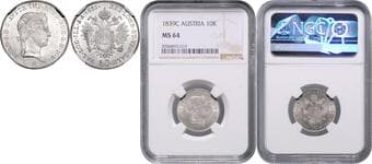 HOUSE OF HABSBURG FERDINAND V / I (1835 - 1848) 10 Kreuzer, 1839, C, Früh 853 NGC MS 64 | Mimořádný exemplář!...