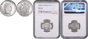 HOUSE OF HABSBURG FERDINAND V / I (1835 - 1848) 10 Kreuzer, 1840, A, Früh 855 NGC MS 64 | Mimořádný exemplář!...