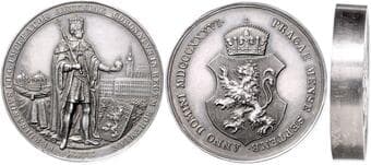 HOUSE OF HABSBURG FERDINAND V / I (1835 - 1848) Silver Medal Coronation of Ferdinand as Bohemian King in Prague 7. 9...
