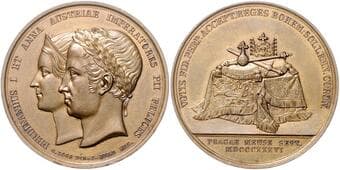 HOUSE OF HABSBURG FERDINAND V / I (1835 - 1848) AE Medal Coronation of the Imperial Couple in Prague 7. and 12. 9....