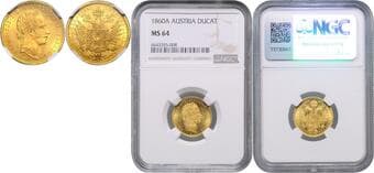 HOUSE OF HABSBURG FRANZ JOSEPH I (1848 - 1916) 1 Ducat, 1860, A, Früh 1195 NGC MS 64 FRANTIŠEK JOSEF I. (1848 -...