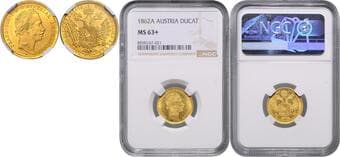 HOUSE OF HABSBURG FRANZ JOSEPH I (1848 - 1916) 1 Ducat, 1862, A, Früh 1203 NGC MS 63+ FRANTIŠEK JOSEF I. (1848...