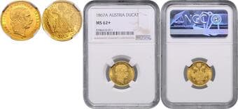 HOUSE OF HABSBURG FRANZ JOSEPH I (1848 - 1916) 1 Ducat, 1867, A, Früh 1223 NGC MS 62+ FRANTIŠEK JOSEF I. (1848...