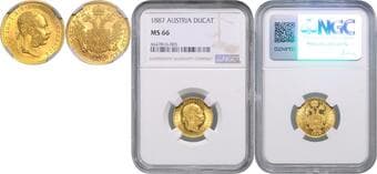 HOUSE OF HABSBURG FRANZ JOSEPH I (1848 - 1916) 1 Ducat, 1887, Wien, Früh 1246 NGC MS 66 | Mimořádný exemplář!...