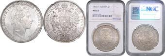 HOUSE OF HABSBURG FRANZ JOSEPH I (1848 - 1916) 2 Thaler, 1865, A, Früh 1341 NGC MS 63 FRANTIŠEK JOSEF I. (1848...