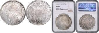 HOUSE OF HABSBURG FRANZ JOSEPH I (1848 - 1916) 2 Thaler, 1866, A, Früh 1342 NGC MS 63 FRANTIŠEK JOSEF I. (1848...