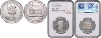 HOUSE OF HABSBURG FRANZ JOSEPH I (1848 - 1916) 1 Thaler Raxalpe, 1877, Wien, 38,5 mm, Ag 900/1000, Früh 1906 NGC...