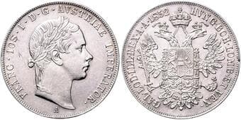 HOUSE OF HABSBURG FRANZ JOSEPH I (1848 - 1916) 1/2 Thaler, 1852, A, 12,99g, Früh 1436 EF | EF , rysky, hranky,...