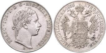 HOUSE OF HABSBURG FRANZ JOSEPH I (1848 - 1916) 1/2 Thaler, 1856, A, 12,96g, Früh 1441 about EF | EF, vlasové...
