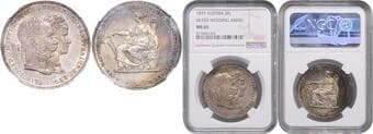 HOUSE OF HABSBURG FRANZ JOSEPH I (1848 - 1916) 2 Gulden Silver Wedding of Franz Joseph I and Elisabeth of Bavaria,...