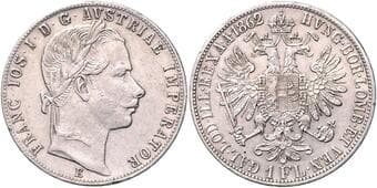 HOUSE OF HABSBURG FRANZ JOSEPH I (1848 - 1916) 1 Gulden, 1862, E, 12,33g, Früh 1466 VF | VF , rysky, drobné...