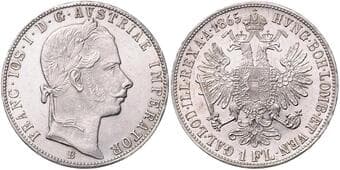 HOUSE OF HABSBURG FRANZ JOSEPH I (1848 - 1916) 1 Gulden, 1865, B, 12,35g, Früh 1477 EF | EF , vlasové rysky |...