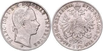 HOUSE OF HABSBURG FRANZ JOSEPH I (1848 - 1916) 1 Gulden, 1865, V, 12,28g, Früh 1479 VF | VF , rysky | hairlines ...