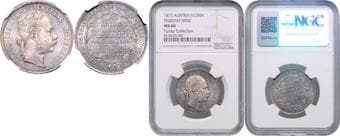 HOUSE OF HABSBURG FRANZ JOSEPH I (1848 - 1916) 1 Gulden Příbram, 1875, Früh 1909 NGC MS 66 FRANTIŠEK JOSEF I....