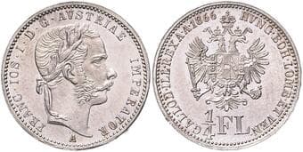 HOUSE OF HABSBURG FRANZ JOSEPH I (1848 - 1916) 1/4 Gulden, 1866, A, 5,35g, Früh 1546 EF | EF , drobná hranka |...