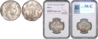 HOUSE OF HABSBURG FRANZ JOSEPH I (1848 - 1916) 1 Forint, 1869, GYF, Früh 1770 NGC MS 64 FRANTIŠEK JOSEF I....