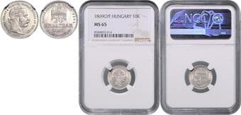 HOUSE OF HABSBURG FRANZ JOSEPH I (1848 - 1916) 10 Kreuzer, 1869, GYF, Früh 1814 NGC MS 65 | Mimořádný...