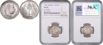 HOUSE OF HABSBURG FRANZ JOSEPH I (1848 - 1916) 1 Corona, 1906, Wien, Früh 1979 NGC MS 66 | Mimořádný...