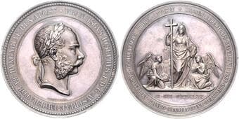 HOUSE OF HABSBURG FRANZ JOSEPH I (1848 - 1916) Silver Medal To commemorate the Visit to Holy Sepulcher at Jerusalem,...