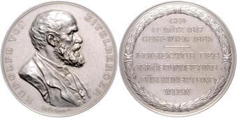 HOUSE OF HABSBURG FRANZ JOSEPH I (1848 - 1916) Silver Medal Rudolf Eitelberger von Edelberg, Professor of Art...