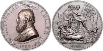 HOUSE OF HABSBURG FRANZ JOSEPH I (1848 - 1916) AE Medal Gottfried Keller, Writer, To commemorate his 70th Birthday,...