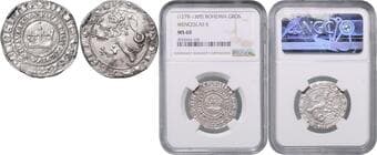 BOHEMIA WENCESLAUS II (1278 - 1305) Prague Groschen Wenceslaus II (1278 - 1305), b. l. , SM 2 NGC MS 60 VÁCLAV...