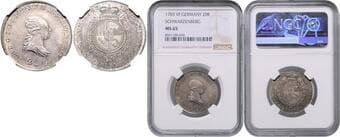 BOHEMIA - COINAGE OF CZECH NOBLE FAMILIES AND CHURCH JOHANN I OF SCHWARZENBERG (1782 - 1789) 20 Kreuzer Johann I...
