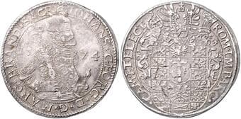 GERMAN STATES BRANDENBURG 1 Thaler Johann Georg, Elector of Brandenburg (1571 - 1598), 1574, 28,79g, Dav 8959 VF |...