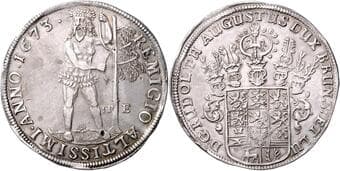 GERMAN STATES BRUNSWICK - NEW - WOLFENBÜTTEL 1 Thaler Rudolph Augustus, Duke of Braunschweig-Wolfenbüttel (1666 -...