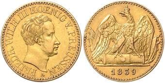 GERMAN STATES PRUSSIA 2 Frederick D´or Frederick William II of Prussia (1797 - 1840), 1839, A, 13,32g, Fried 2428 ...