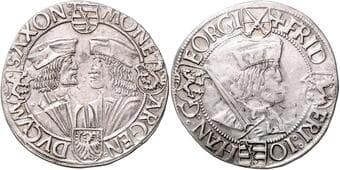 GERMAN STATES SAXONY 1 Thaler Frederick, John and Georg (1508 - 1525), b. l. , 28,95g, Dav 9709 about EF | EF ,...