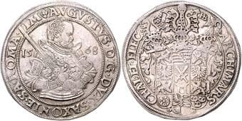 GERMAN STATES SAXONY 1 Thaler Augustus, Elector of Saxony (1553 - 1586), 1568, 28,84g, Dav 9798 EF | EF SASKO...