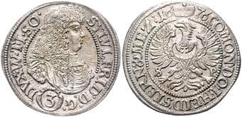 GERMAN STATES WÜRTTEMBERG - OELS 3 Kreuzer Silvius II Frederick, Duke of Württemberg-Oels (1664 - 1697), 1676, SP,...