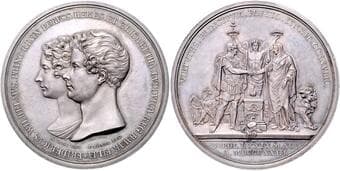 GERMAN STATES PRUSSIA Silver Medal Wedding of Frederick William IV (1840 - 1861) and Elisabeth Ludovika of Bavaria,...