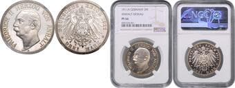 GERMAN STATES SINCE 1871 ANHALT 3 Mark Anhalt, 1911, A, Jäg 23 NGC PF 66 CAMEO | Mimořádný exemplář! | Jeden...